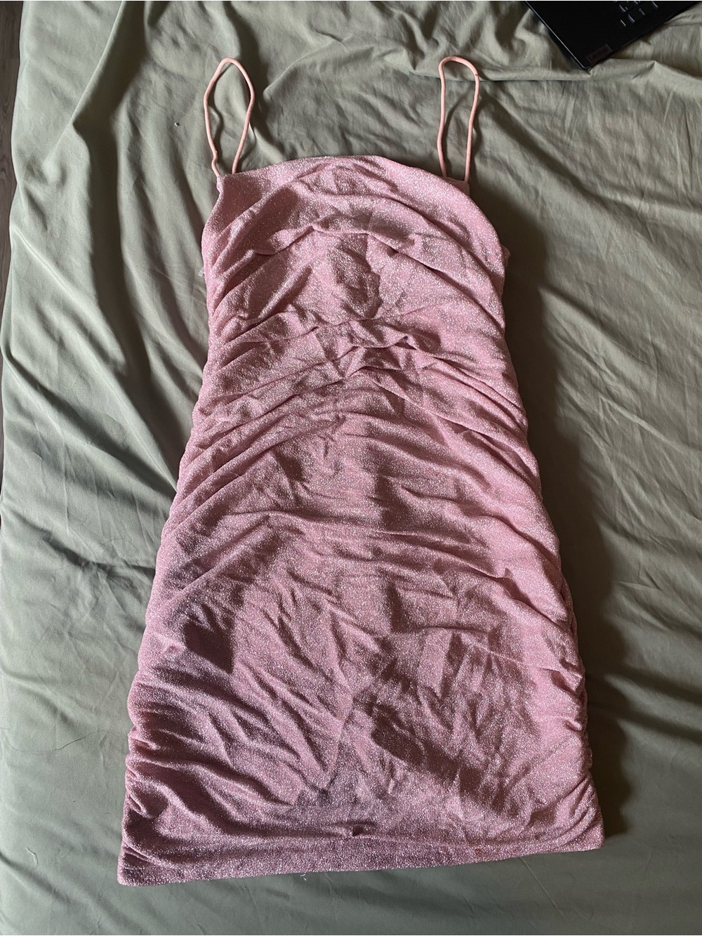 Classic Sparkly Pink Ruched Bodycon Dress - Women